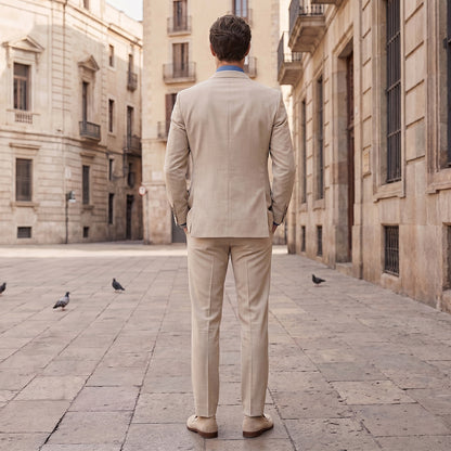 Costume de Mariage 3 Pièces, Coupe Ajustée, Veste Droite à 2 Boutons, Uni