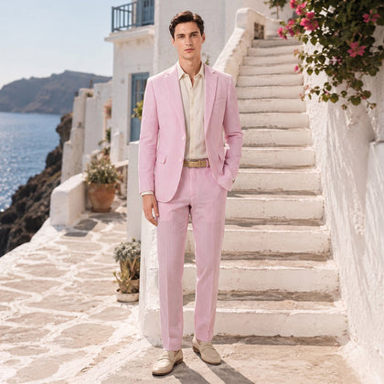 Coupe Ajustée Simple Boutonnage à Deux Boutons 2 Pièces Costumes de Mariage Rayés pour Hommes
