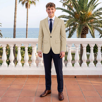 Veste de Costume de Mariage pour Hommes, Coupe Ajustée à 1 Bouton, Couleur Unie