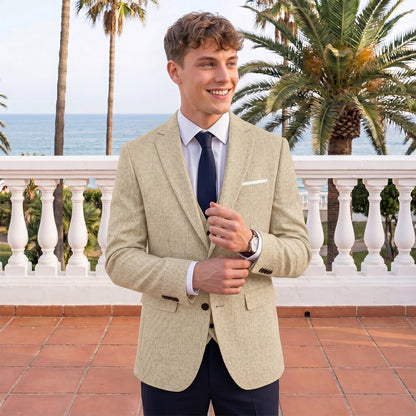 Veste de Costume de Mariage pour Hommes, Coupe Ajustée à 1 Bouton, Couleur Unie