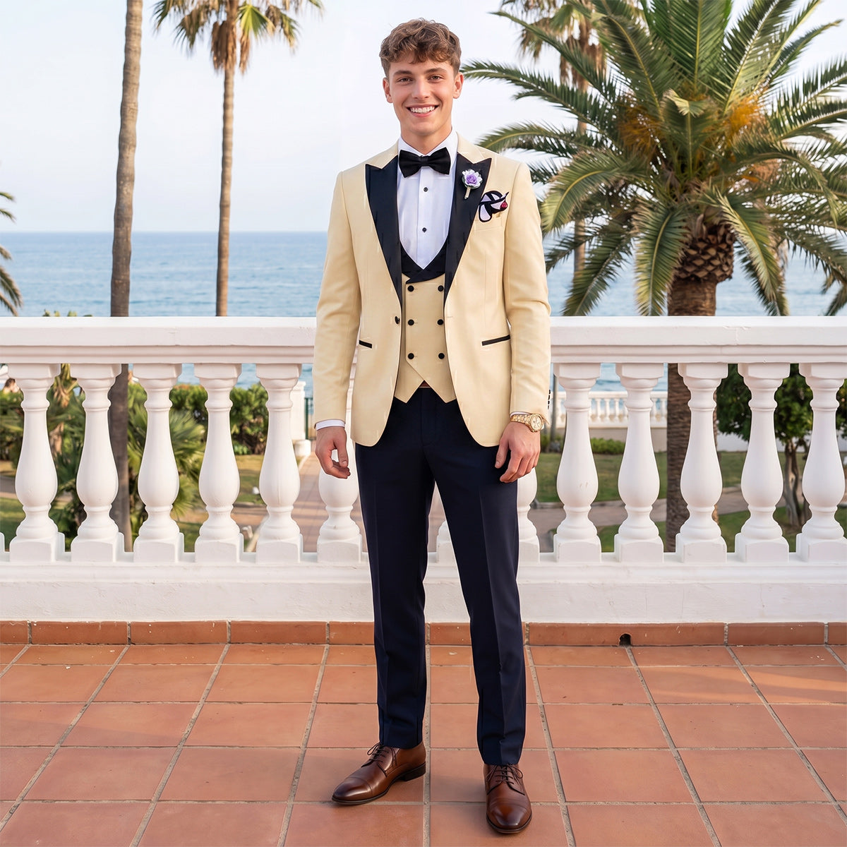 Costume de Mariage 3 Pièces pour Hommes, Coupe Ajustée à 1 Bouton, Couleur Unie
