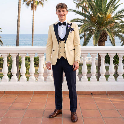 Coupe Ajustée Simple Boutonnage Un Bouton 3 Pièces Couleur Unie Costumes de Mariage pour Hommes