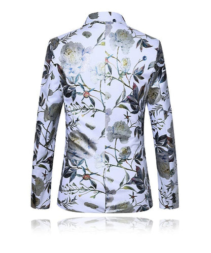 Veste de Soirée Fleurie pour Homme, Coupe Ajustée, Revers à Encoche, Un Bouton