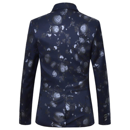 Veste de Soirée Fleurie pour Homme, Coupe Ajustée, Revers à Encoche, Un Bouton