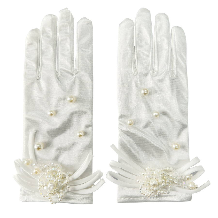 Ensemble Mariée : Voile Court (35-50 Cm) 2 Couches + Gants Sans Doigts (55 Cm) - En Tulle/dentelle - Avec Peigne
