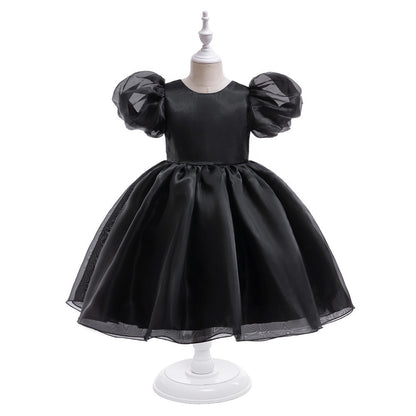 Robe de Bal Col Bateau Manches Courtes Imprimé Floral pour Fille de Cérémonie