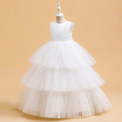 Robe de Bal En Tulle à Encolure Dégagée Sans Manches Longueur Cheville Robes de Noël pour Filles