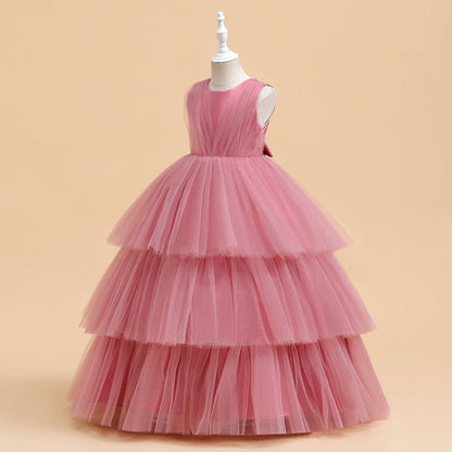 Robe de Bal En Tulle à Encolure Dégagée Sans Manches Longueur Cheville Robes de Noël pour Filles
