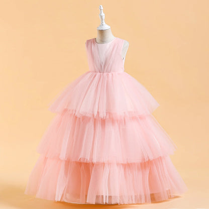 Robe de Bal En Tulle à Encolure Dégagée Sans Manches Longueur Cheville Robes de Noël pour Filles
