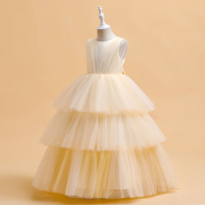 Robe de Bal En Tulle à Encolure Dégagée Sans Manches Longueur Cheville Robes de Noël pour Filles