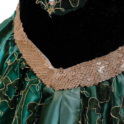 Robe Princesse Col Rond Manches Bouffantes Robe De Noël avec Appliques pour Filles