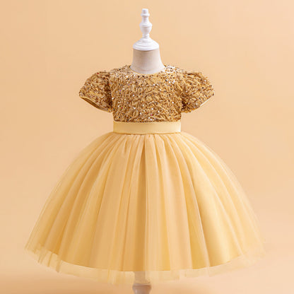 Robe Princesse Col Rond Manches Courtes Robe De Noël pour Filles
