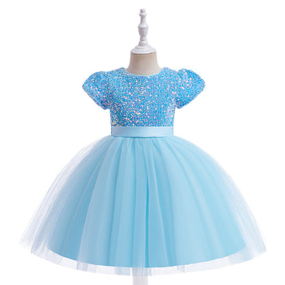 Robe Princesse Col Rond Manches Courtes Robe De Noël pour Filles