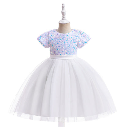 Robe Princesse Col Rond Manches Courtes Robe De Noël pour Filles