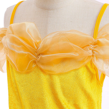 Robe Princesse Épaules Dénudées Volants Robe De Noël pour Filles