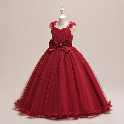 Robe Princesse Col Rond sans Manches Robe De Noël pour Filles