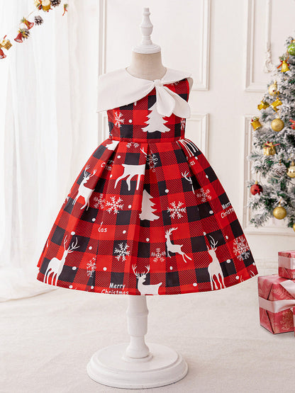 Robe de Bal à Encolure Dégagée Sans Manches et Froncée pour Filles