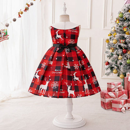 Robe de Bal à Encolure Dégagée Sans Manches et Froncée pour Filles