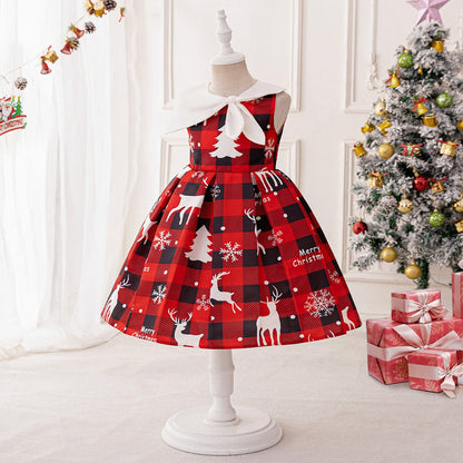 Robe de Bal à Encolure Dégagée Sans Manches et Froncée pour Filles