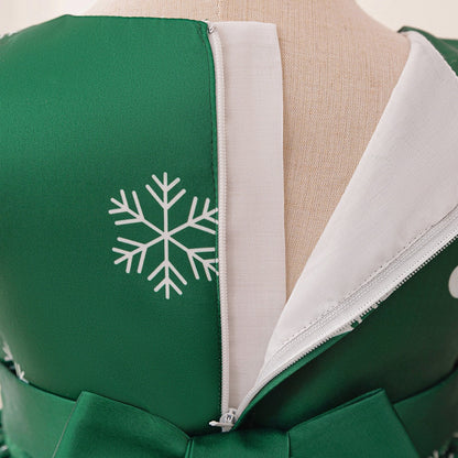 Robes de Noël Plissées à Manches Bouffantes et Coupe A-Line/Princess pour Filles