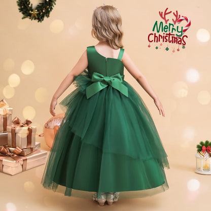 Robes de Noël Asymétriques Sans Manches de Coupe A-Line/Princess pour Filles