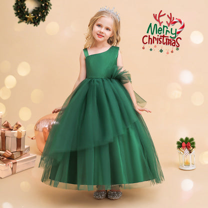 Robes de Noël Asymétriques Sans Manches de Coupe A-Line/Princess pour Filles