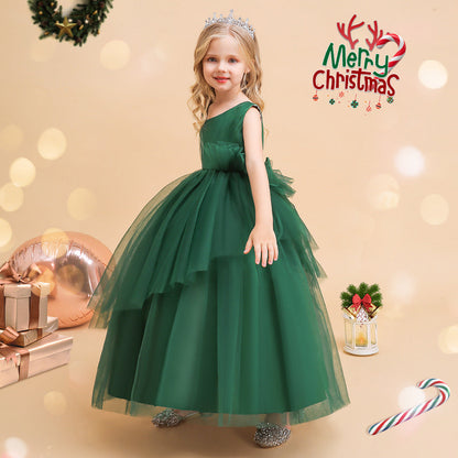 Robes de Noël Asymétriques Sans Manches de Coupe A-Line/Princess pour Filles