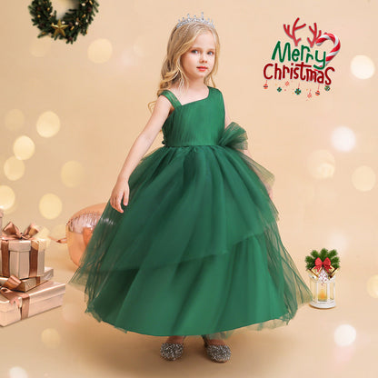 Robes de Noël Asymétriques Sans Manches de Coupe A-Line/Princess pour Filles