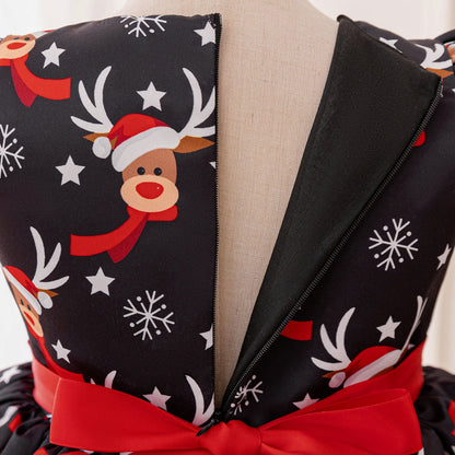 Robes de Noël Trapèze/Princesse à Manches Bouffantes pour Filles