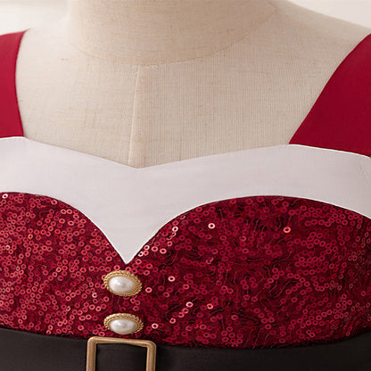 Robes de Noël Trapèze/Princesse à Manches Volantées pour Filles