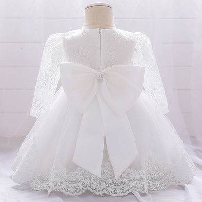 Robe de Bal à Manches Longues et Décolleté Plongeant avec Perles