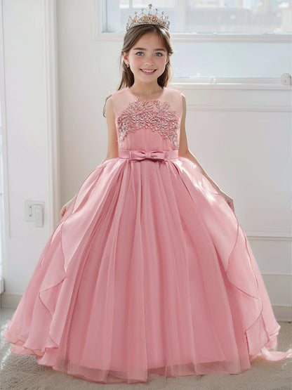 Robe de Bal à Encolure Dégagée Sans Manches et Volants Pour Demoiselled'Honneur