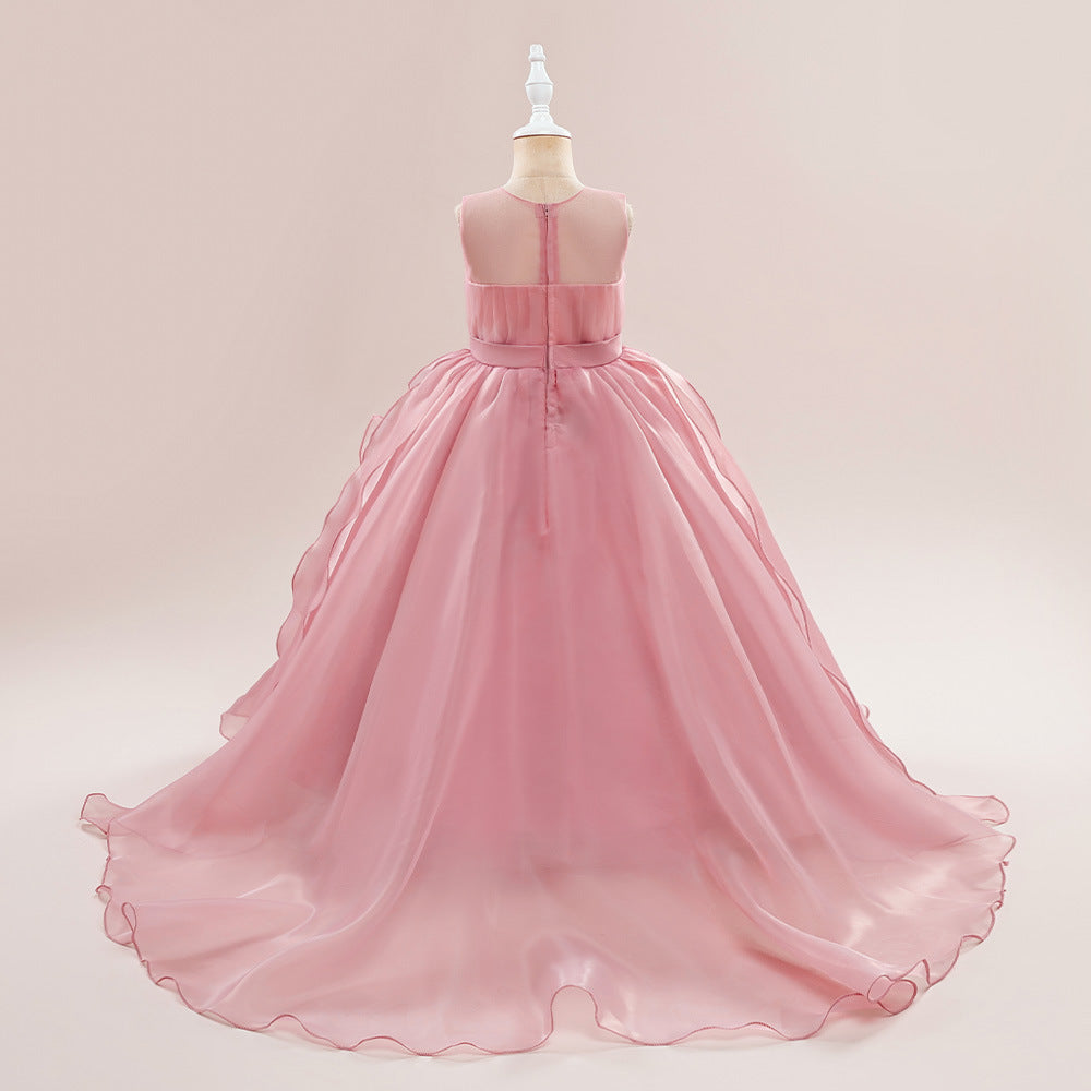 Robe de Bal à Encolure Dégagée Sans Manches et Volants Pour Demoiselled'Honneur