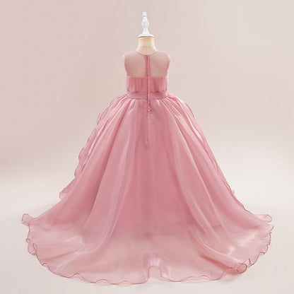 Robe de Bal à Encolure Dégagée Sans Manches et Volants Pour Demoiselled'Honneur