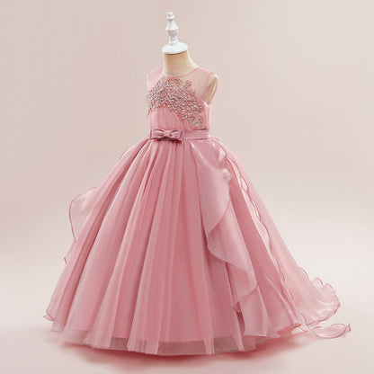 Robe de Bal à Encolure Dégagée Sans Manches et Volants Pour Demoiselled'Honneur