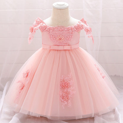Robe de Bal à Manches Courtes et Col Rond Pour Demoiselled'Honneur avec Nœud