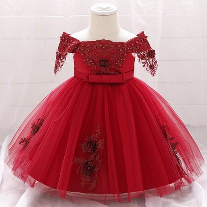 Robe de Bal à Manches Courtes et Col Rond Pour Demoiselled'Honneur avec Nœud