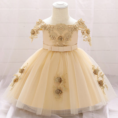 Robe de Bal à Manches Courtes et Col Rond Pour Demoiselled'Honneur avec Nœud