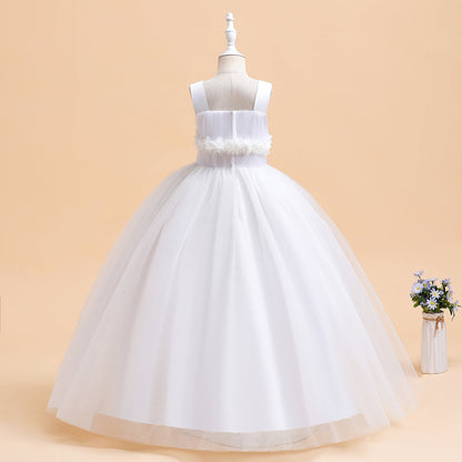 Robe de Bal à Encolure Dégagée Sans Manches Pour Demoiselled'Honneur avec Fleurs Unies