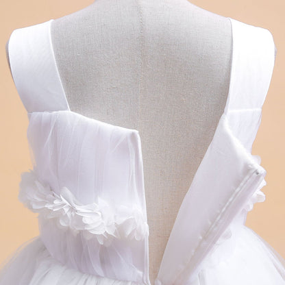 Robe de Bal à Encolure Dégagée Sans Manches Pour Demoiselled'Honneur avec Fleurs Unies