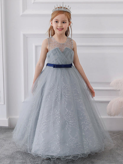 Robe de Bal à Encolure Dégagée Sans Manches Pour Demoiselled'Honneur avec Nœud