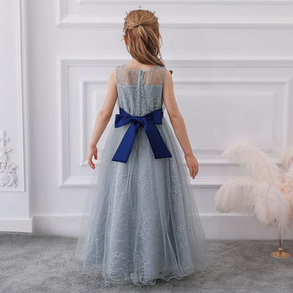 Robe de Bal à Encolure Dégagée Sans Manches Pour Demoiselled'Honneur avec Nœud