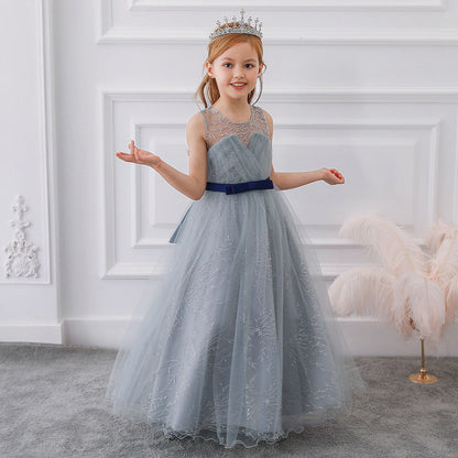 Robe de Bal à Encolure Dégagée Sans Manches Pour Demoiselled'Honneur avec Nœud