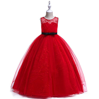 Robe de Bal à Encolure Dégagée Sans Manches Pour Demoiselled'Honneur avec Nœud