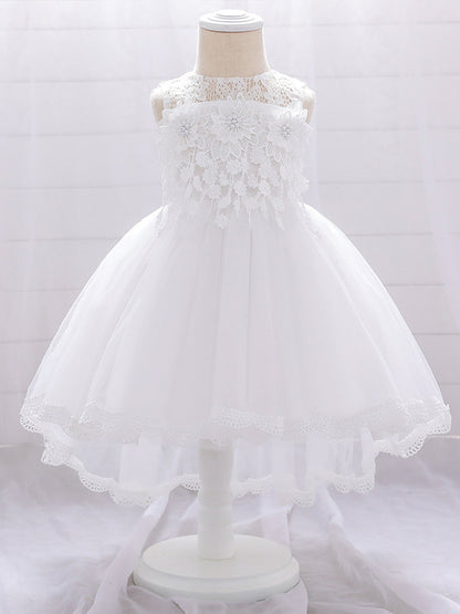 Robe de Bal à Encolure Dégagée Sans Manches Pour Demoiselled'Honneur avec Fleurs Unies