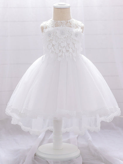 Robe de Bal à Encolure Dégagée Sans Manches Pour Demoiselled'Honneur avec Fleurs Unies