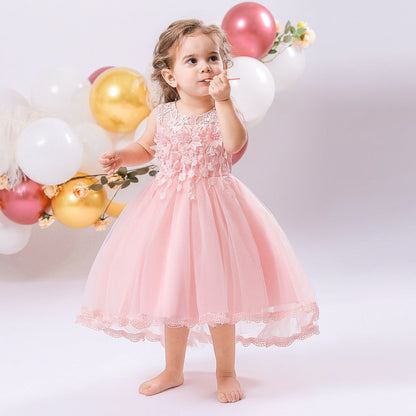 Robe de Bal à Encolure Dégagée Sans Manches Pour Demoiselled'Honneur avec Fleurs Unies