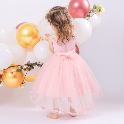 Robe de Bal à Encolure Dégagée Sans Manches Pour Demoiselled'Honneur avec Fleurs Unies