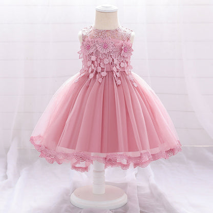 Robe de Bal à Encolure Dégagée Sans Manches Pour Demoiselled'Honneur avec Fleurs Unies