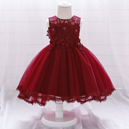 Robe de Bal à Encolure Dégagée Sans Manches Pour Demoiselled'Honneur avec Fleurs Unies